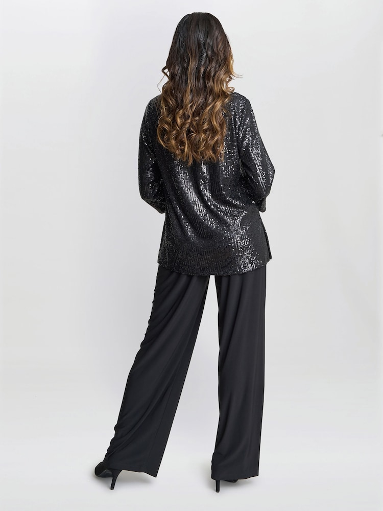 Gina Bacconi Flora Sequin Tunic Black Blouse - Image 2 of 5