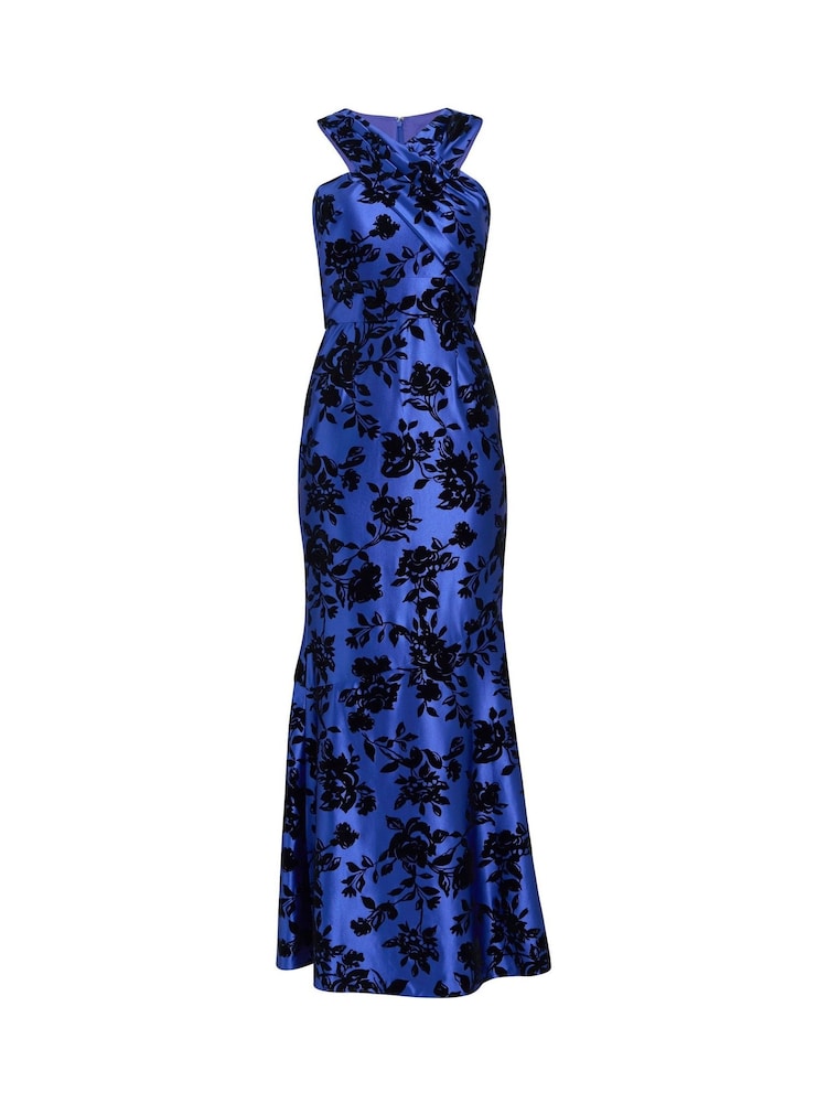Gina Bacconi blaues ärmelloses Maxikleid mit Floralmuster - Bild 5 von 5 Gina Bacconi blaues ärmelloses Maxikleid mit Floralmuster - Bild 5 von 5