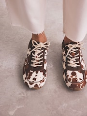 Imprimeu vacă - Pantofi sport subțiri din piele premium cu șireturi - Imaginea 7 din 13