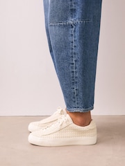 Natural Forever Comfort® Tweed Lace-Up Trainers - Image 1 of 8