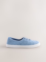 Blau - Embroidered Forever Comfort® Laceless Canvas Slip On Trainers - Bild 3 von 5