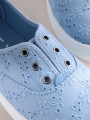 Blau - Embroidered Forever Comfort® Laceless Canvas Slip On Trainers - Bild 4 von 5