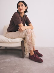 Berry Red Forever Comfort® Satin Lace Up Trainers - Image 2 of 11