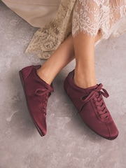 Berry Red Forever Comfort® Satin Lace Up Trainers - Image 3 of 11