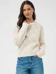 Kaffe Cream Open-Knit Crewneck Sweater - Image 2 of 7