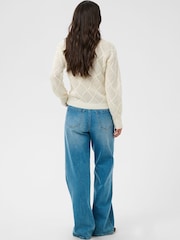 Kaffe Cream Open-Knit Crewneck Sweater - Image 4 of 7