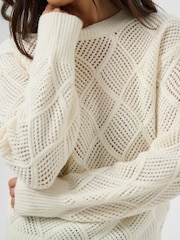 Kaffe Cream Open-Knit Crewneck Sweater - Image 5 of 7
