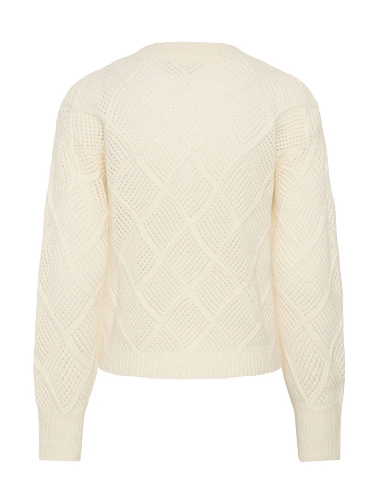 Kaffe Cream Open-Knit Crewneck Sweater - Image 7 of 7 Kaffe Cream Open-Knit Crewneck Sweater - Image 7 of 7