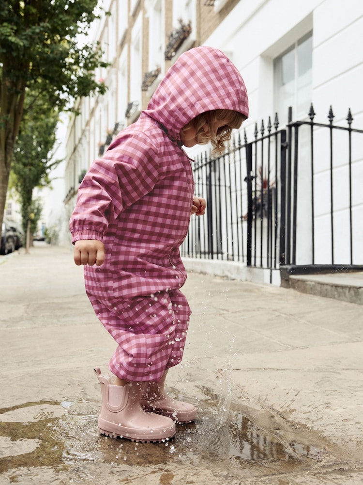 Buy Pink Check Waterproof Printed Puddlesuit (3mths-7yrs) from