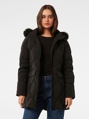 Forever New Black Cori Longline Down Puffer Coat - Image 1 of 5