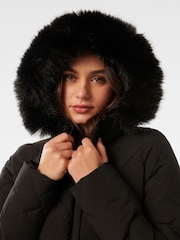Forever New Black Cori Longline Down Puffer Coat - Image 3 of 5