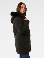 Forever New Black Cori Longline Down Puffer Coat - Image 4 of 5