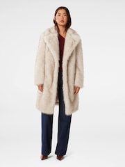 Forever New Cream Victoria Faux Fur Coat - Image 1 of 5