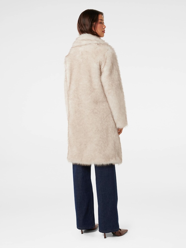 Forever New Cream Victoria Faux Fur Coat - Image 2 of 5