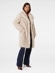 Forever New Cream Victoria Faux Fur Coat - Image 4 of 5