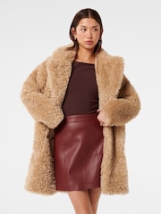 Forever New Brown Sally Faux Fur Coat - Image 1 of 5