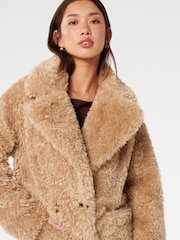 Forever New Brown Sally Faux Fur Coat - Image 4 of 5