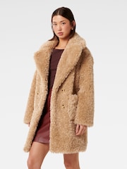 Forever New Brown Sally Faux Fur Coat - Image 5 of 5