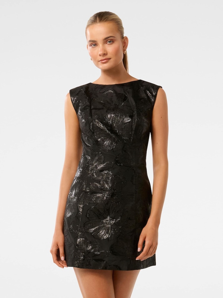 Forever New Black Evan Jacquard Mini Dress - Image 1 of 5
