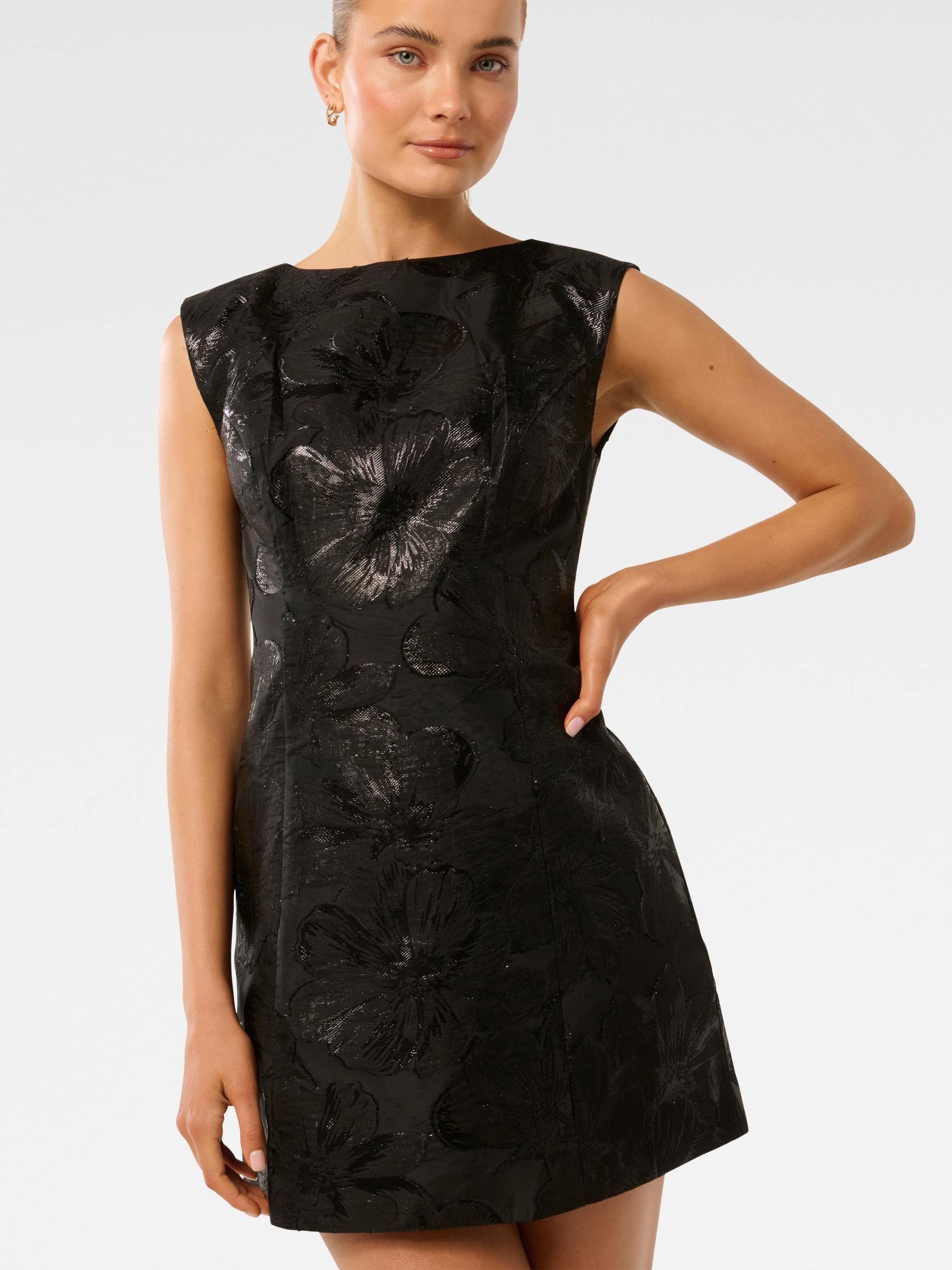 Forever New Black Evan Jacquard Mini Dress - Image 3 of 5