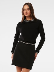 Forever New Black Belle Embellished Bow Mini Skirt - Image 1 of 5