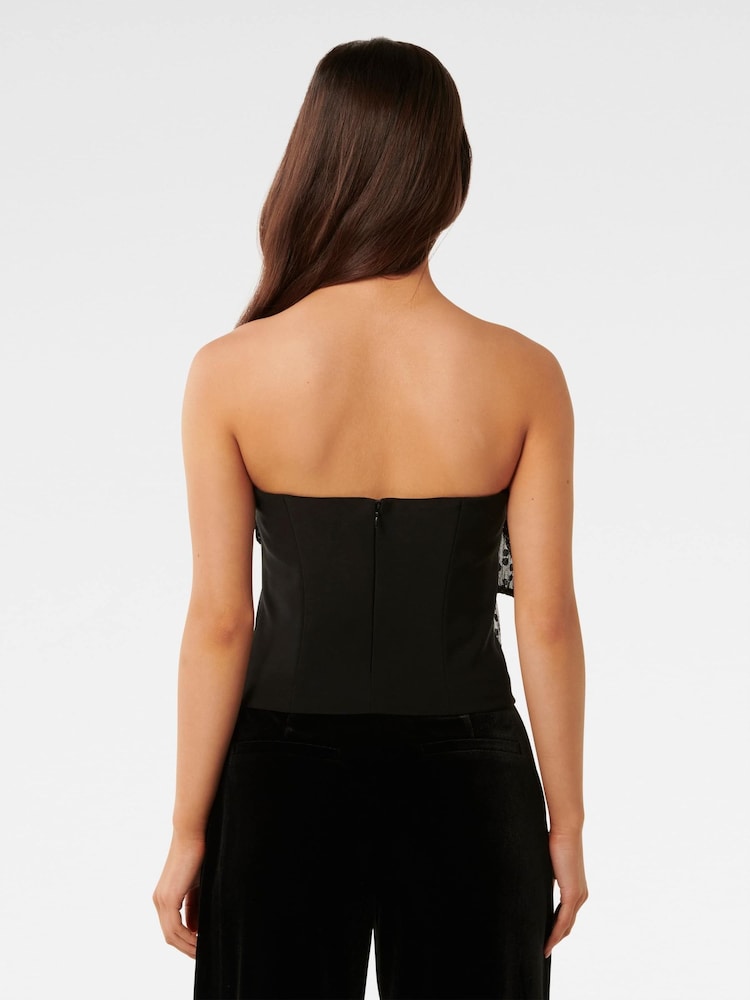 Forever New Black Sanni Bow Front Bustier Top - Image 2 of 5