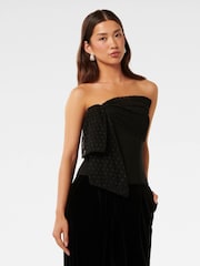 Forever New Black Sanni Bow Front Bustier Top - Image 3 of 5