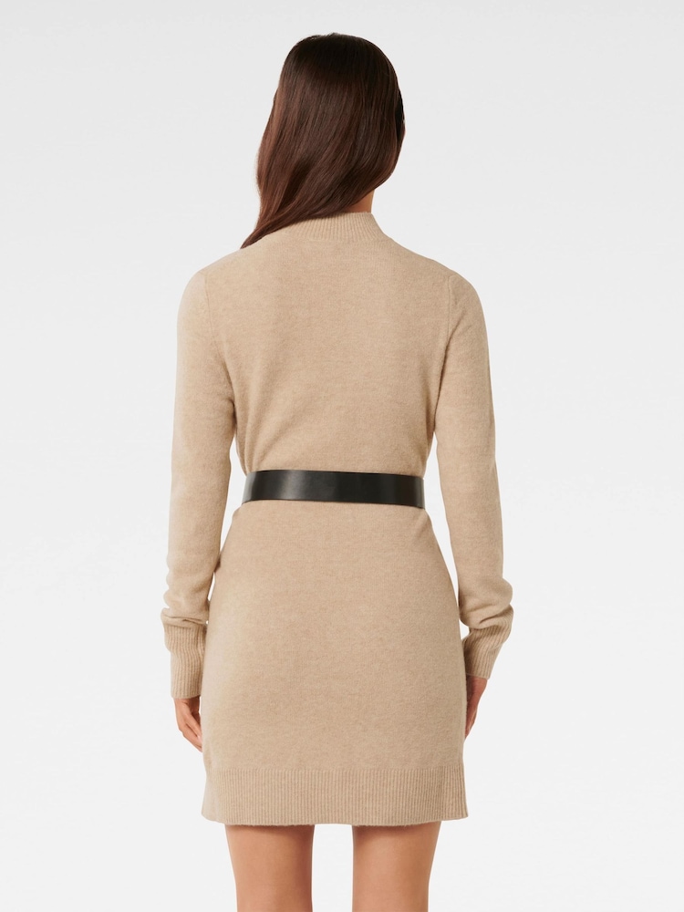 Forever New Brown Annie Belted Knit Mini Dress - Image 2 of 5