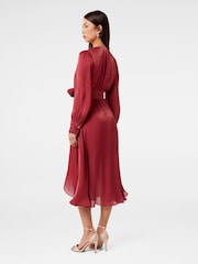 Forever New Red Mabel Metallic Wrap Midi Dress - Image 4 of 7