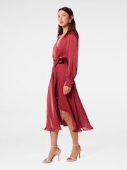 Forever New Red Mabel Metallic Wrap Midi Dress - Image 5 of 7