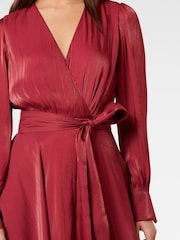 Forever New Red Mabel Metallic Wrap Midi Dress - Image 7 of 7