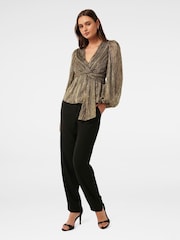 Forever New Gold Cassidy Metallic Plisse Top - Image 5 of 5