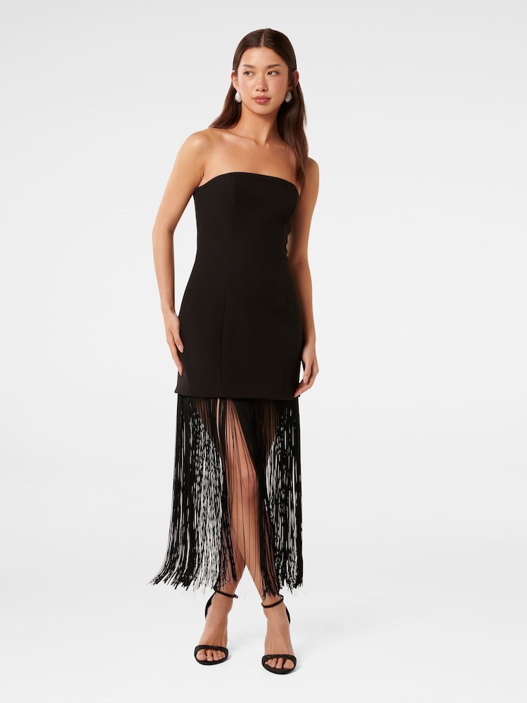Forever New Black Brodie Strapless Fringe Dress - Image 1 of 4