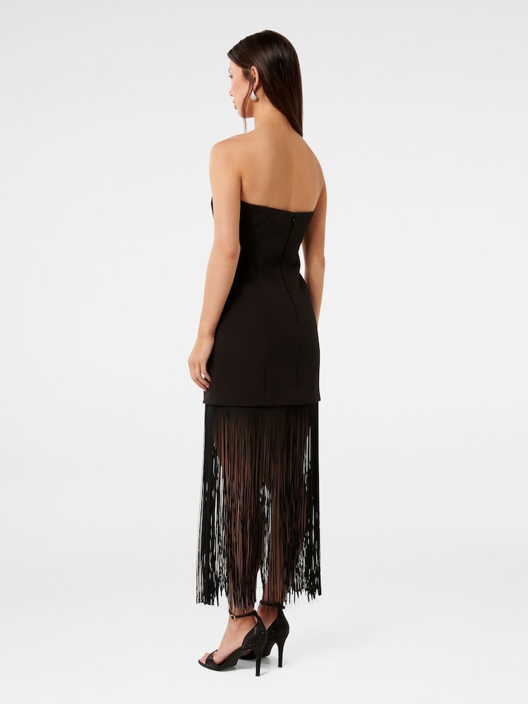 Forever New Black Brodie Strapless Fringe Dress - Image 2 of 4