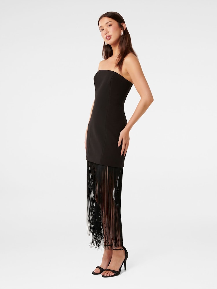 Forever New Black Brodie Strapless Fringe Dress - Image 4 of 4