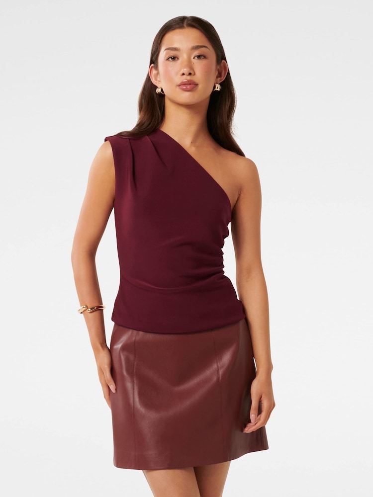 Forever New Red Cecilia One Shoulder Top - Image 1 of 5