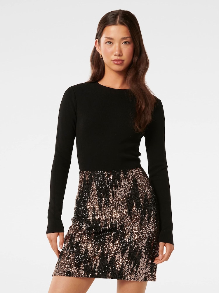 Forever New Black Kylie Sequin Knit Dress - Image 1 of 5