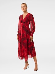 Forever New Red Sydney Printed Midi Dress - Image 4 of 4