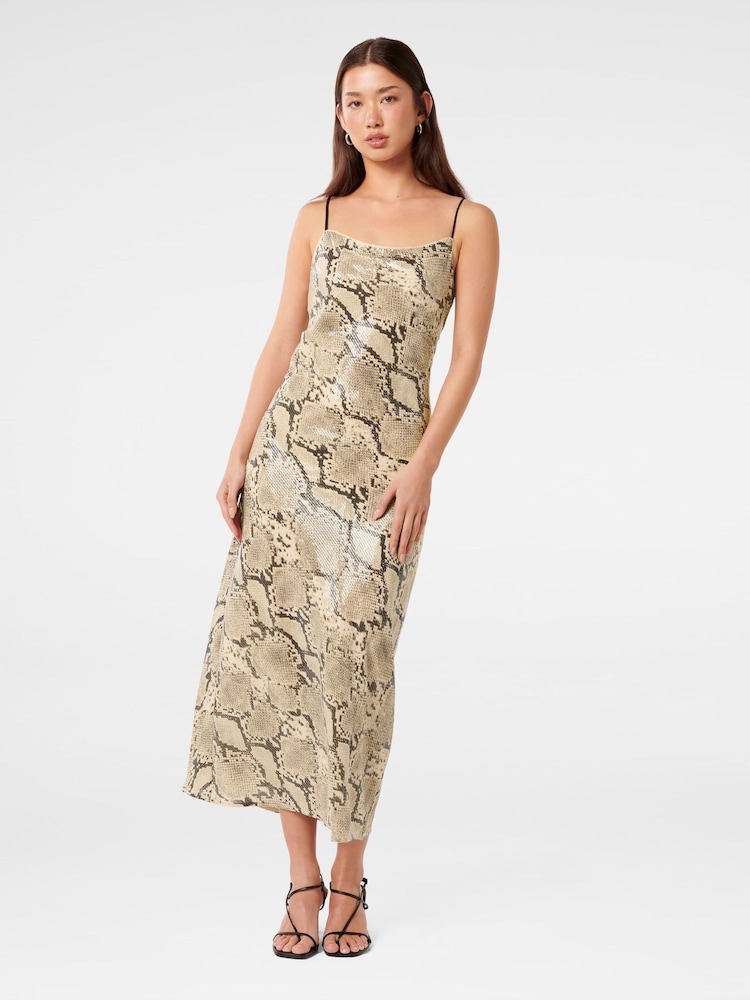 Forever New Cream Kennedy Sequin Printed Midi Dress - Image 1 of 4