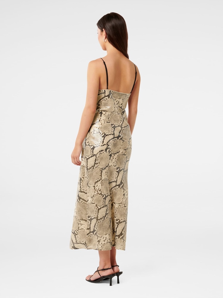 Forever New Cream Kennedy Sequin Printed Midi Dress - Image 2 of 4