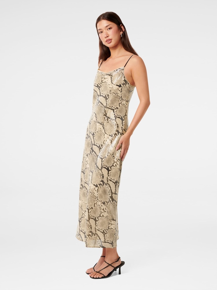 Forever New Cream Kennedy Sequin Printed Midi Dress - Image 4 of 4
