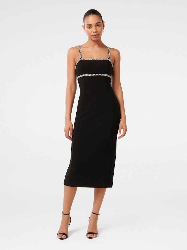 Forever New Black Tiana Embellished Bodycon Midi Dress - Image 1 of 4