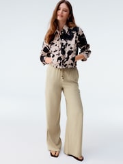 Neutral Textured Crinkle Wide Leg Trousers - Image 1 of 9