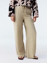 Neutral Textured Crinkle Wide Leg Trousers - Image 2 of 9