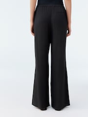 Black Textured Crinkle Wide Leg Trousers - Image 3 of 8
