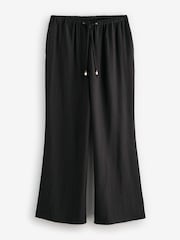 Black Textured Crinkle Wide Leg Trousers - Image 6 of 8