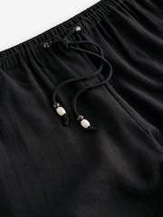 Black Textured Crinkle Wide Leg Trousers - Image 8 of 8