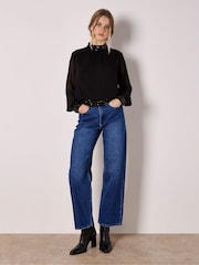 Apricot Black Sequin Detail Long Sleeve Top - Image 4 of 4