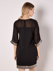 Apricot Black Kimono Sleeve Sequin Rim Dress - Image 4 of 4