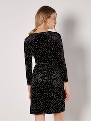 Apricot Black Heatseal Diamante Velvet Dress - Image 4 of 4